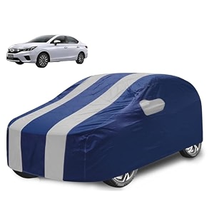 car cover compatible with city model 2020 to till date with mirror pocket water resistant triple stitched city car cover- navy silver