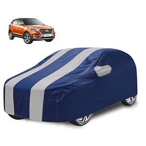 car cover compatible with creta model 2020 to till date with mirror pocket water resistant triple stitched creta car cover- navy silver