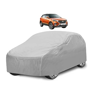car cover compatible with creta model 2020 to till date with mirror pocket water resistant triple stitched creta car cover- plain silver