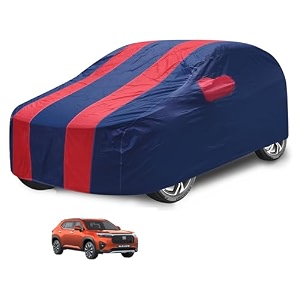car cover compatible with elevate with mirror pocket water resistant triple stitched elevate car cover- navy-red