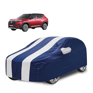 car cover compatible with elevate with mirror pocket water resistant triple stitched elevate car cover- navy-white