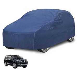 car cover compatible with fortuner model  2016-till date with mirror pocket water resistant triple stitched fortuner car cover- plain navy