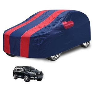 car cover compatible with fortuner model  2016-till date with mirror pocket water resistant triple stitched fortuner car cover- navy-red