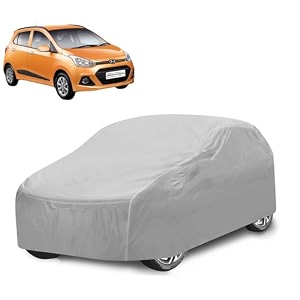 car cover compatible with grand i10 with mirror pocket water resistant triple stitched grand i10 car cover- plain silver