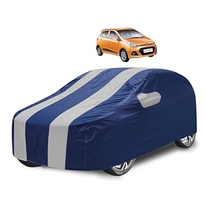 car cover compatible with grand i10 with mirror pocket water resistant triple stitched grand i10 car cover- navy silver
