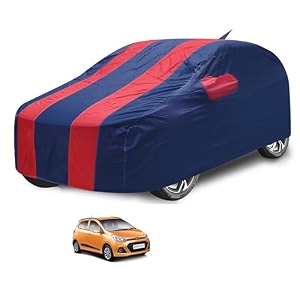 car cover compatible with grand i10 with antenna amp mirror pocket water resistant triple stitched grand i10 car cover- navy-red