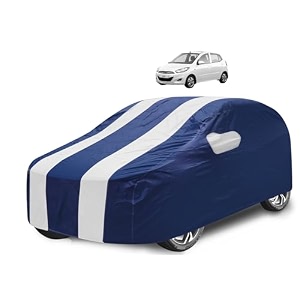 car cover compatible with i10 model  2007-2013 with mirror pocket water resistant triple stitched i10 car cover- navy-white