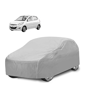 car cover compatible with i10 model  2007-2013 with mirror pocket water resistant triple stitched i10 car cover- plain silver