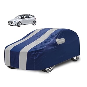 car cover compatible with i20 model  2020-till date with mirror pocket water resistant triple stitched i20 car cover- navy silver