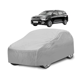 car cover compatible with kia carens with mirror pocket water resistant triple stitched carens car cover- plain silver