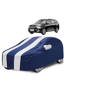 car cover compatible with kia carens with mirror pocket water resistant triple stitched carens car cover- navy-white
