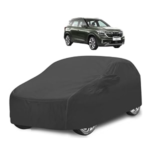 car cover compatible with kia seltos with mirror pocket water resistant triple stitched seltos car cover- grey