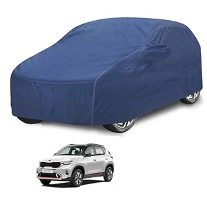 car cover compatible with kia sonet with mirror pocket water resistant triple stitched sonet car cover- plain navy