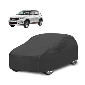 car cover compatible with kia sonet with mirror pocket water resistant triple stitched sonet car cover- grey