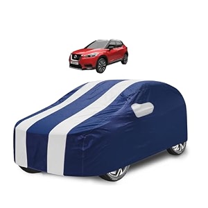 car cover compatible with kick with mirror pocket water resistant triple stitched kick car cover- navy-white