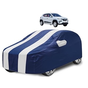 car cover compatible with kwid with mirror pocket water resistant triple stitched kwid car cover- navy-white