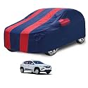 Car Cover Compatible with Kwid with Mirror Pocket, Water Resistant, Triple Stitched, Kwid Car Cover- Navy-Red