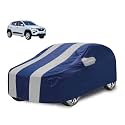 Car Cover Compatible with Kwid with Mirror Pocket, Water Resistant, Triple Stitched, Kwid Car Cover- Navy Silver