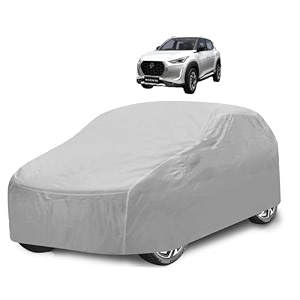car cover compatible with magnite with mirror pocket water resistant triple stitched magnite car cover- plain silver