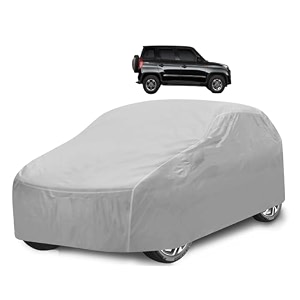 car cover compatible with mahindra bolero neo with mirror pocket water resistant triple stitched bolero neo car cover- plain silver
