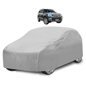 car cover compatible with mahindra scorpio new with mirror pocket water resistant triple stitched scorpio car cover- plain silver