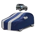 Car Cover Compatible with Mahindra Scorpio New with Mirror Pocket, Water Resistant, Triple Stitched, Scorpio Car Cover- Navy Silver