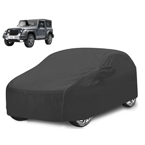 car cover compatible with mahindra thar model  2020-till date with mirror pocket water resistant triple stitched thar car cover- grey
