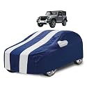 Car Cover Compatible with Mahindra Thar (Model : 2020-Till Date) with Mirror Pocket, Water Resistant, Triple Stitched, Thar Car Cover- Navy-White