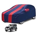 Car Cover Compatible with Mahindra Thar (Model : 2020-Till Date) with Mirror Pocket, Water Resistant, Triple Stitched, Thar Car Cover- Navy-Red
