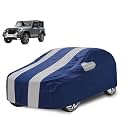 Car Cover Compatible with Mahindra Thar (Model : 2020-Till Date) with Mirror Pocket, Water Resistant, Triple Stitched, Thar Car Cover- Navy Silver