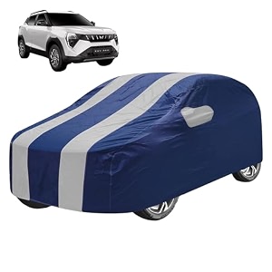 car cover compatible with mahindra xuv 3xo with mirror pocket water resistant triple stitched xuv 3xo car cover- plain silver