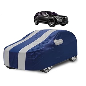 car cover compatible with mahindra xuv 700 with mirror pocket water resistant triple stitched xuv 700 car cover- navy silver