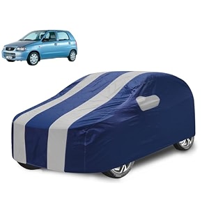 car cover compatible with maruti alto 800 model  2014-2019 with mirror pocket water resistant triple stitched alto 800 car cover- navy silver