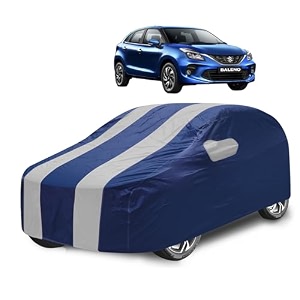 car cover compatible with maruti baleno model 2022- till date with mirror pocket water resistant triple stitched baleno car cover- navy silver