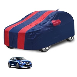 car cover compatible with maruti baleno model 2022- till date with antenna amp mirror pocket water resistant triple stitched baleno car cover- navy-red