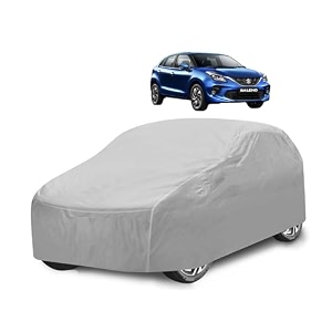 car cover compatible with maruti baleno model 2022- till date with mirror pocket water resistant triple stitched baleno car cover- plain silver