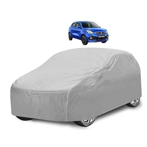 car cover compatible with maruti celerio with mirror pocket water resistant triple stitched celerio car cover- plain silver