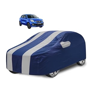car cover compatible with maruti celerio with mirror pocket water resistant triple stitched celerio car cover- navy silver