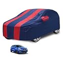 Car Cover Compatible with Maruti Celerio with Mirror Pocket, Water Resistant, Triple Stitched, Celerio Car Cover- Navy-Red