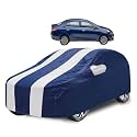 Car Cover Compatible with Maruti Ciaz with Mirror Pocket, Water Resistant, Triple Stitched, Ciaz Car Cover- Navy-White