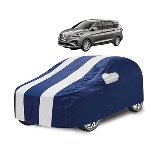 car cover compatible with maruti ertiga model  2019-till date with mirror pocket water resistant triple stitched ertiga car cover- navy-white
