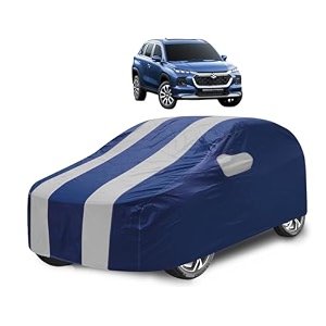 car cover compatible with maruti grand vitara with mirror pocket water resistant triple stitched grand vitara car cover- navy silver