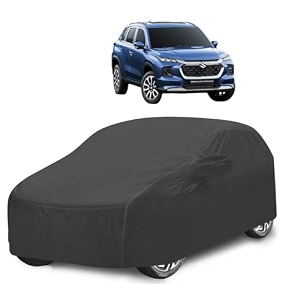 car cover compatible with maruti grand vitara with mirror pocket water resistant triple stitched grand vitara car cover- grey