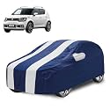 Car Cover Compatible with Maruti Ignis with Mirror Pocket, Water Resistant, Triple Stitched, Ignis Car Cover- Navy-White