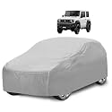 Car Cover Compatible with Maruti Jimny with Mirror Pocket, Water Resistant, Triple Stitched, Jimny Car Cover- Plain Silver