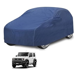 car cover compatible with maruti jimny with mirror pocket water resistant triple stitched jimny car cover- plain navy