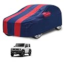 Car Cover Compatible with Maruti Jimny with Mirror Pocket, Water Resistant, Triple Stitched, Jimny Car Cover- Navy-Red