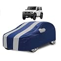 Car Cover Compatible with Maruti Jimny with Mirror Pocket, Water Resistant, Triple Stitched, Jimny Car Cover- Navy Silver