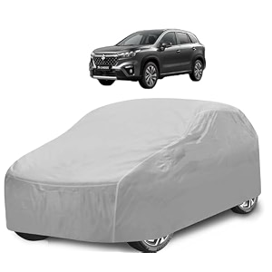 car cover compatible with maruti s-cross with mirror pocket water resistant triple stitched s-cross car cover- plain silver