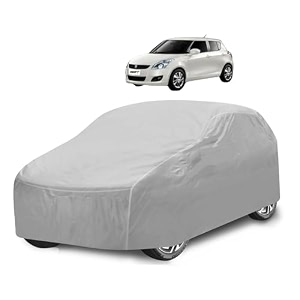 car cover compatible with maruti swift model  2005-2017 with mirror pocket water resistant triple stitched swift car cover- plain silver